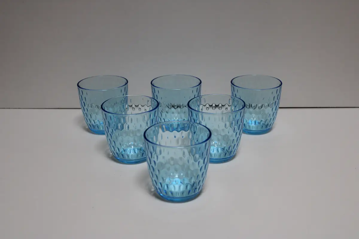 40011045 Vasos de cristal color azul